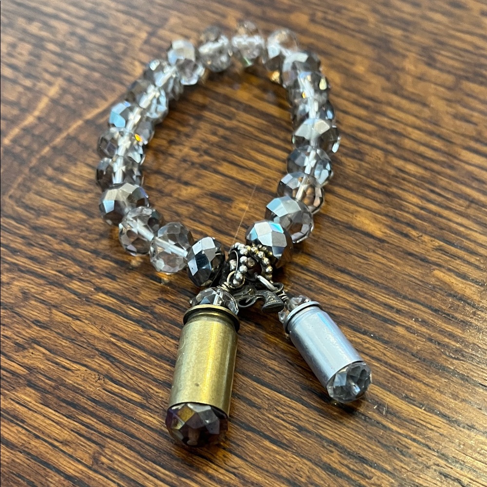 Elegant Crystal Charm Bracelet with bullet casings